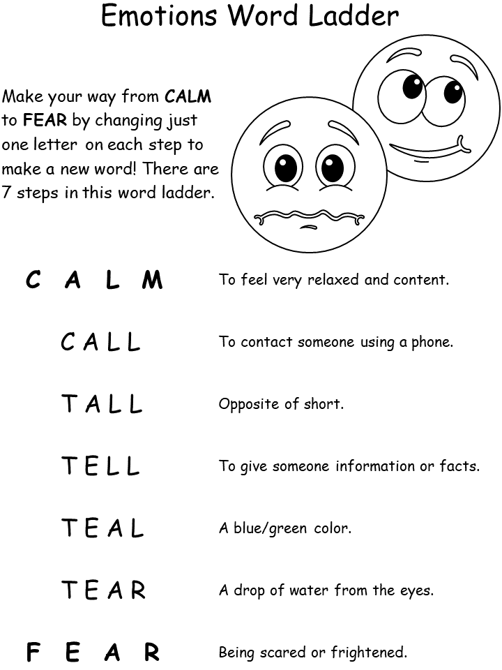 emotions word ladder worksheet