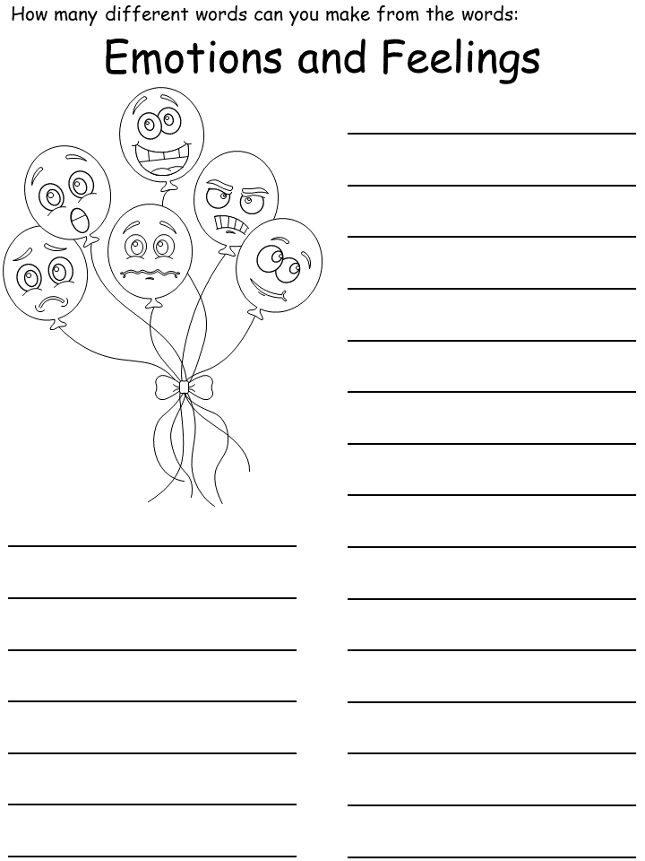 emotions wordmine worksheet